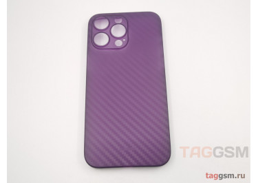 Задняя накладка для iPhone 14 Pro Max (карбон, ультратонкая, с защитой камеры, защита от отпечатков пальцев), фиолетовая (Air Carbon) (Full Case)) KZDOO