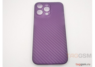 Задняя накладка для iPhone 15 Pro Max (карбон, ультратонкая, с защитой камеры, защита от отпечатков пальцев), фиолетовая (Air Carbon) (Full Case)) KZDOO