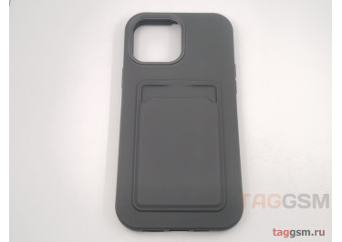 Задняя накладка для iPhone 13 Pro Max (силикон, с визитницей, черная (Full Case))