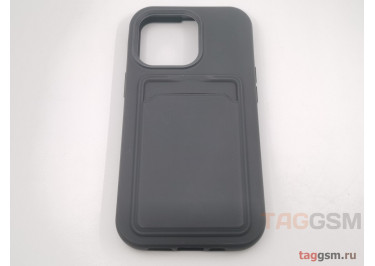 Задняя накладка для iPhone 13 Pro (силикон, с визитницей, черная (Full Case))