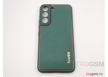 Задняя накладка для Samsung S901 Galaxy S22 (2022) (силикон, экокожа, матовая, темно-зеленая (Graceful)) Faison