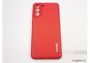 Задняя накладка для Samsung G996 Galaxy S21 Plus (2021) (силикон, экокожа, матовая, красная (Graceful)) Faison