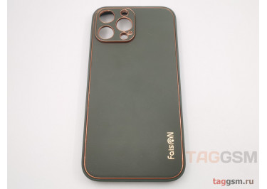 Задняя накладка для iPhone 13 Pro Max (силикон, экокожа, матовая, серо-зеленая (Graceful)) Faison
