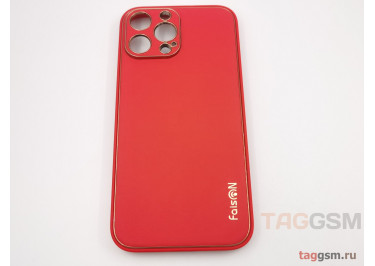 Задняя накладка для iPhone 13 Pro Max (силикон, экокожа, матовая, красная (Graceful)) Faison