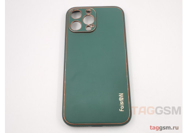 Задняя накладка для iPhone 13 Pro Max (силикон, экокожа, матовая, темно-зеленая (Graceful)) Faison