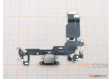 Шлейф для iPhone 15 + разъем зарядки + микрофон (черный), ориг