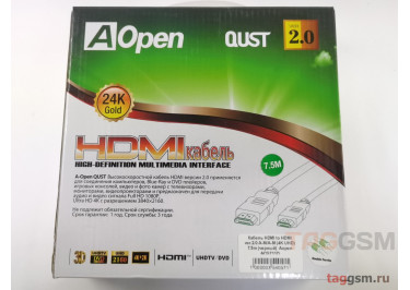Кабель HDMI to HDMI ver.2.0 A-M / A-M (4K UHD) 7.5m (черный)  Aopen ACG711D