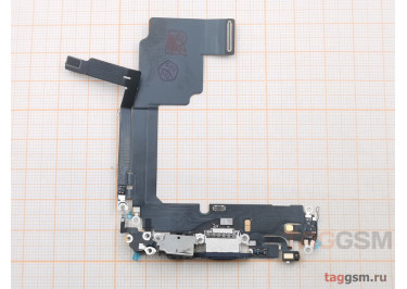 Шлейф для iPhone 15 Pro + разъем зарядки + микрофон (синий), ориг