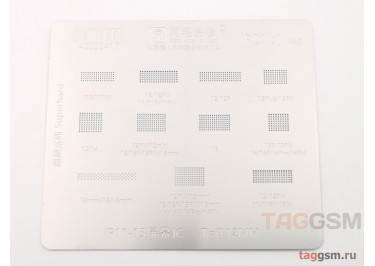 Трафарет BGA для iPhone 11 / 11 Pro / 11 Pro Max / 12 / 12 mini / 12 Pro / 12 Pro Max / 13 / 13 mini / 13 Pro / 13 Pro Max / 14 / 14 Plus / 14 Pro / 14 Pro Max / 15 / 15 Plus / 15 Pro Max (iPDY:1) AMAOE
