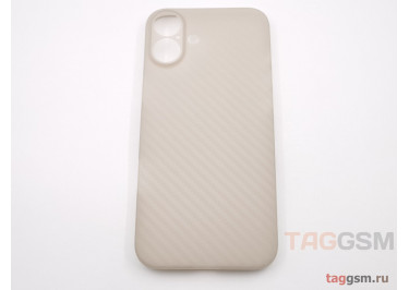 Задняя накладка для iPhone 16 Plus (карбон, ультратонкая, с защитой камеры, защита от отпечатков пальцев), серая (Air Carbon) (Full Case) KZDOO