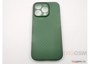 Задняя накладка для iPhone 16 Pro (карбон, ультратонкая, с защитой камеры, защита от отпечатков пальцев), зеленая (Air Carbon) (Full Case) KZDOO