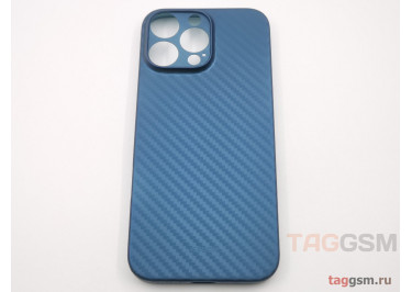 Задняя накладка для iPhone 16 Pro Max (карбон, ультратонкая, с защитой камеры, защита от отпечатков пальцев), синяя (Air Carbon) (Full Case) KZDOO