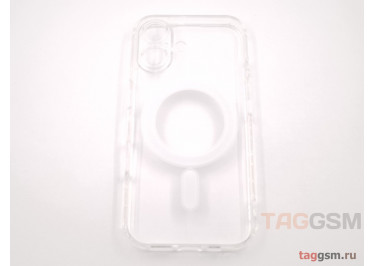 Задняя накладка для iPhone 16 (прозрачная, с магнитом, с защитой камеры) MagSafe