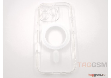 Задняя накладка для iPhone 16 Pro (прозрачная, с магнитом, с защитой камеры) MagSafe