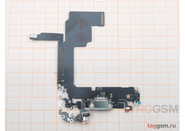 Шлейф для iPhone 15 Pro + разъем зарядки + микрофон (белый), ориг