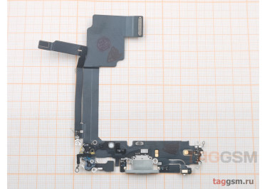Шлейф для iPhone 15 Pro Max + разъем зарядки + датчик реверсивной зарядки + микрофон (белый), ориг