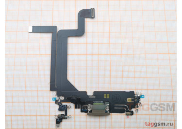 Шлейф для iPhone 14 Pro Max + разъем зарядки + микрофон (золото), оригинал (снятый)