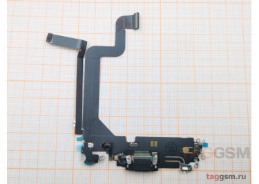Шлейф для iPhone 14 Pro Max + разъем зарядки + микрофон (черный), оригинал (снятый)