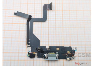 Шлейф для iPhone 14 Pro + разъем зарядки + микрофон (серебро), оригинал (снятый)