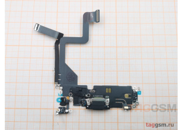 Шлейф для iPhone 14 Pro + разъем зарядки + микрофон (черный), оригинал (снятый)