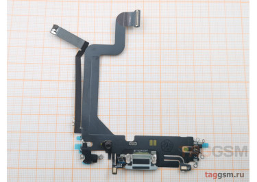 Шлейф для iPhone 14 Pro Max + разъем зарядки + микрофон (серебро), оригинал (снятый)
