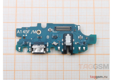 Шлейф для Samsung A145 Galaxy A14 4G + разъем зарядки + разъем гарнитуры + микрофон, ориг