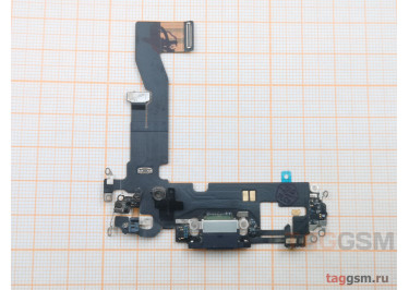 Шлейф для iPhone 12 / 12 Pro + разъем зарядки + микрофон (черный), оригинал (снятый)