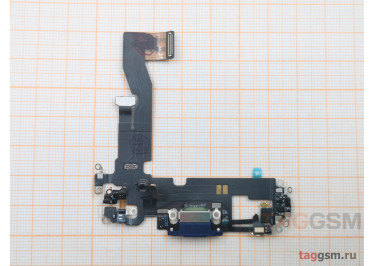 Шлейф для iPhone 12 / 12 Pro + разъем зарядки + микрофон (синий), оригинал (снятый)