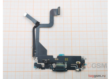 Шлейф для iPhone 13 Pro + разъем зарядки + микрофон (зеленый), оригинал (снятый)