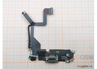 Шлейф для iPhone 14 Pro + разъем зарядки + микрофон (золото), оригинал (снятый)