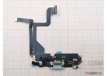 Шлейф для iPhone 13 Pro + разъем зарядки + микрофон (серебро), оригинал (снятый)