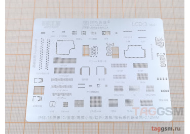 Трафарет BGA для iPhone (IP6S-16) 6S / 6S Plus / 7 / 7 Plus / 8 / 8 Plus / X / XS / XS Max / 11 Pro / 11 Pro Max / 12 / 12 Pro / 12 Pro Max / 13 / 14 / 14 Plus / 15 / 15 Plus / 15 Pro / 15 Pro Max / 16 / 16 Pro / 16 Pro Max (LCD:3) AMAOE