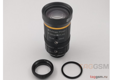 Объектив для видеокамеры микроскопа AMAOE CL-8mm-50mm IR F1.4C (5 Mega Pixel)