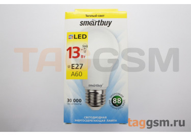 Лампа светодиодная LED E27 A60 13Вт 3000K (220-240В) Smartbuy