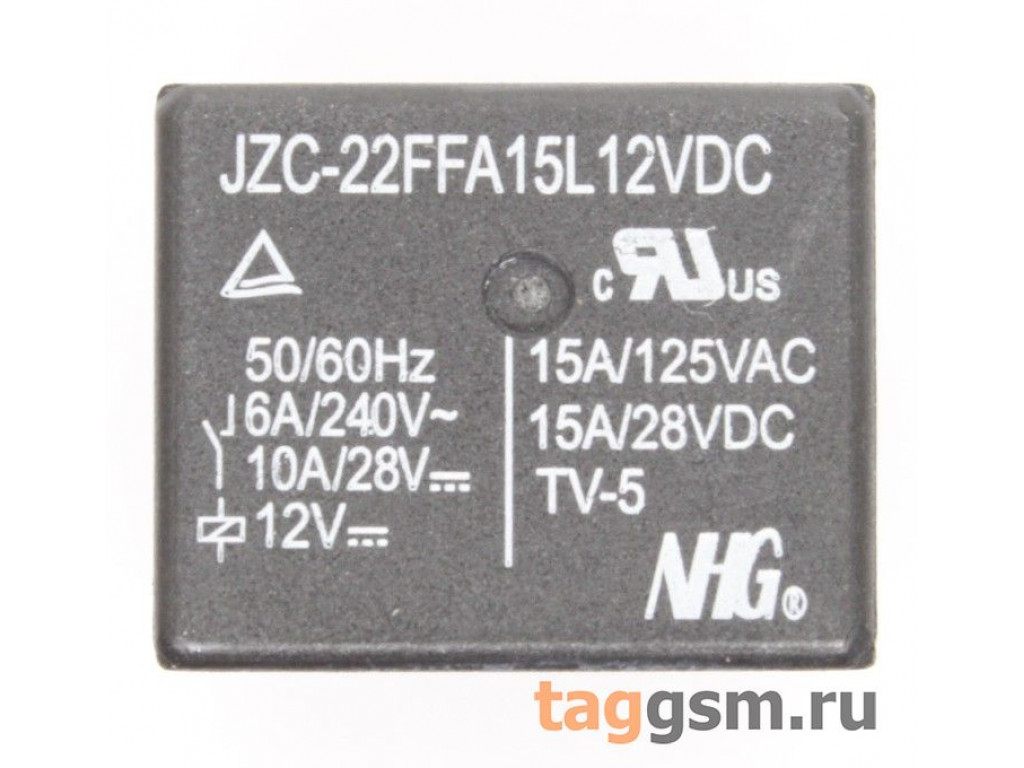 JZC-22F-F-A-15-L-DC12V Реле 12В SPST-NO 240В 6А