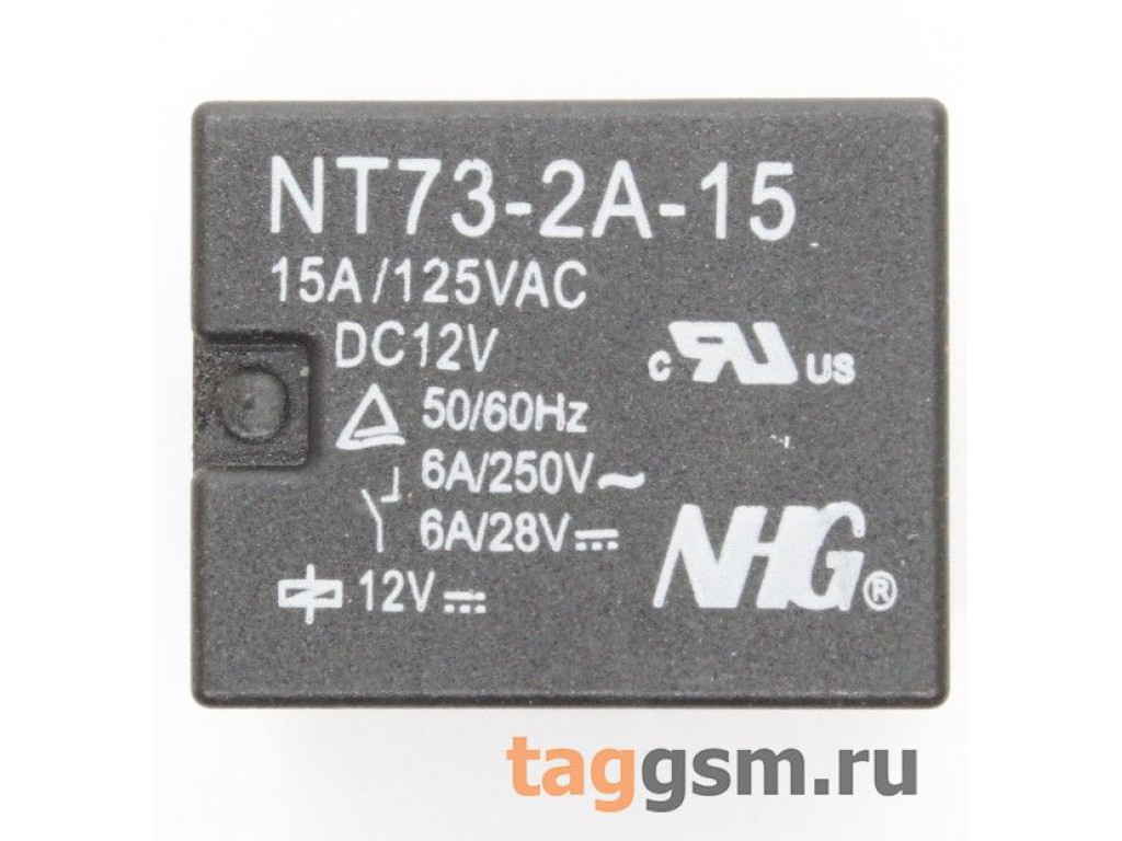 NT73-2-A-15-DC12V (JQC-3F) Реле 12В SPST-NO 250В 6А