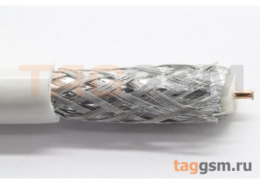 Коаксиальный кабель RG-6U CCS / Al / Al 64%, PE-Foam / PVC, 85%, 75 Ом, белый 1м