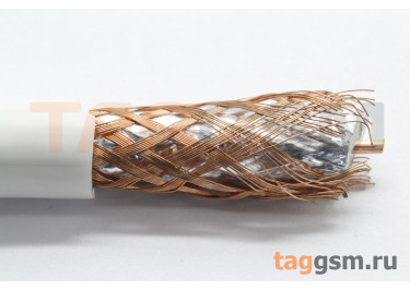 Коаксиальный кабель RG-6U Cu / Al / Cu 64%, PE-Foam / PVC, 85%, 75 Ом, белый 1м