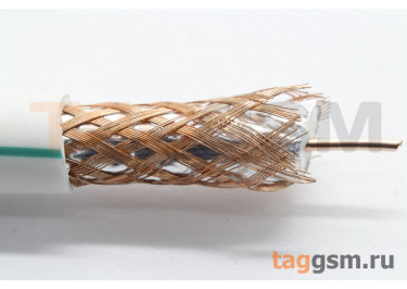 Коаксиальный кабель SAT 703B Cu / Al / Cu 64%, PE-Foam / PVC, 85%, 75 Ом, белый 1м
