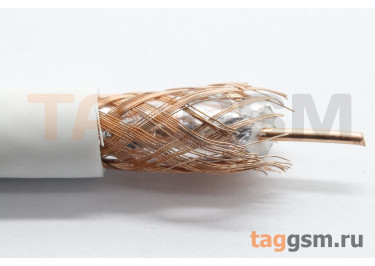 Коаксиальный кабель SAT 703B Cu / Al / Cu 75%, PE-Foam / PVC, 85%, 75 Ом, белый 1м