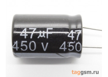 Конденсатор электролитический 47мкФ 450В 20% 105°C (16х25мм)