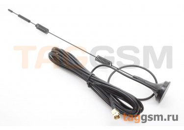 Антенна с магнитным основанием GSM / 4G / 5G / Wi-Fi 600-6000МГц КСВ 1,5 разъем SMA-J на кабеле RG174 3м (16дБи), 29см