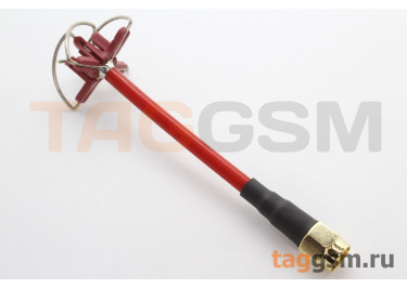 Антенна для FPV 5,8ГГц КСВ 1,5 поляризация RHCP разъем SMA-J кабель RG141 5см (3дБи), красный
