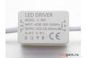 LED драйвер 1-3x1Вт 3-12В 0,3А с быстросъемной вилкой в корпусе Uвх=85-265В