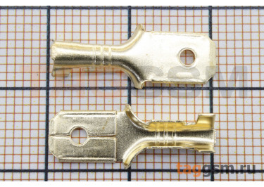 РП-П 2.5-(6.3) Клемма ножевая 6,3мм штекер латунь на провод 0,75-2,5 кв.мм (5шт)
