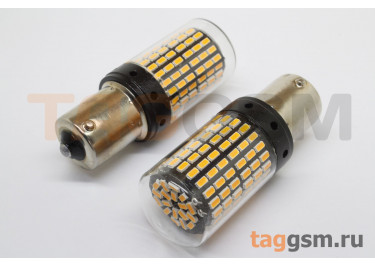Лампа автомобильная светодиодная BA15s / 1156 PY21W 12В LED 144SMD (оранжевый), 2шт
