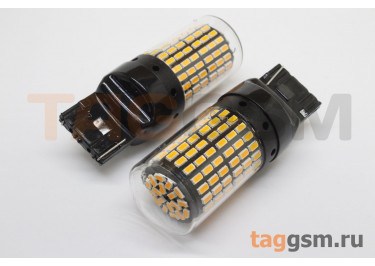 Лампа автомобильная светодиодная T20 / 7440 WY21W 12В LED 144SMD (оранжевый), 2шт