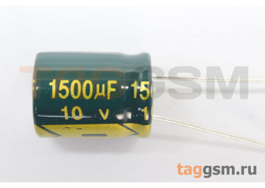 Конденсатор электролитический 1500мкФ 10В 20% 105°C (10x13мм)