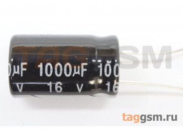 Конденсатор электролитический 1000мкФ 16В 20% 105°C (10х17мм)