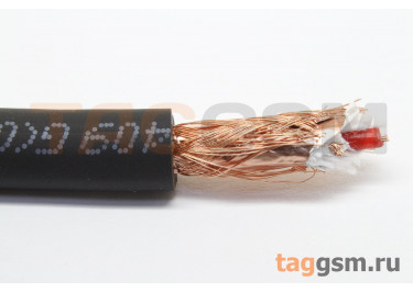 Микрофонный кабель S118H 2-е жилы Cu 2x0,23 кв.мм (20x0,12мм) / фольга CCA / экран плетенный Cu 128x0,09мм / D=6,2мм (черный) 1м